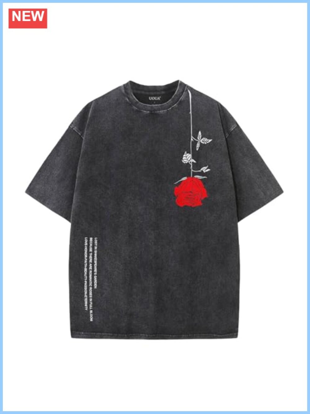 Men's Oversized Distressed Acid Wash Graphic Tee 100% Cotton Crew Neck